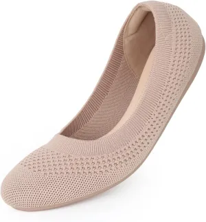 Women's Ballet Flats Shoes Round Toe Slip On Knit Casual Dress Shoes Comfort Ballerina Walking Flats Shoes