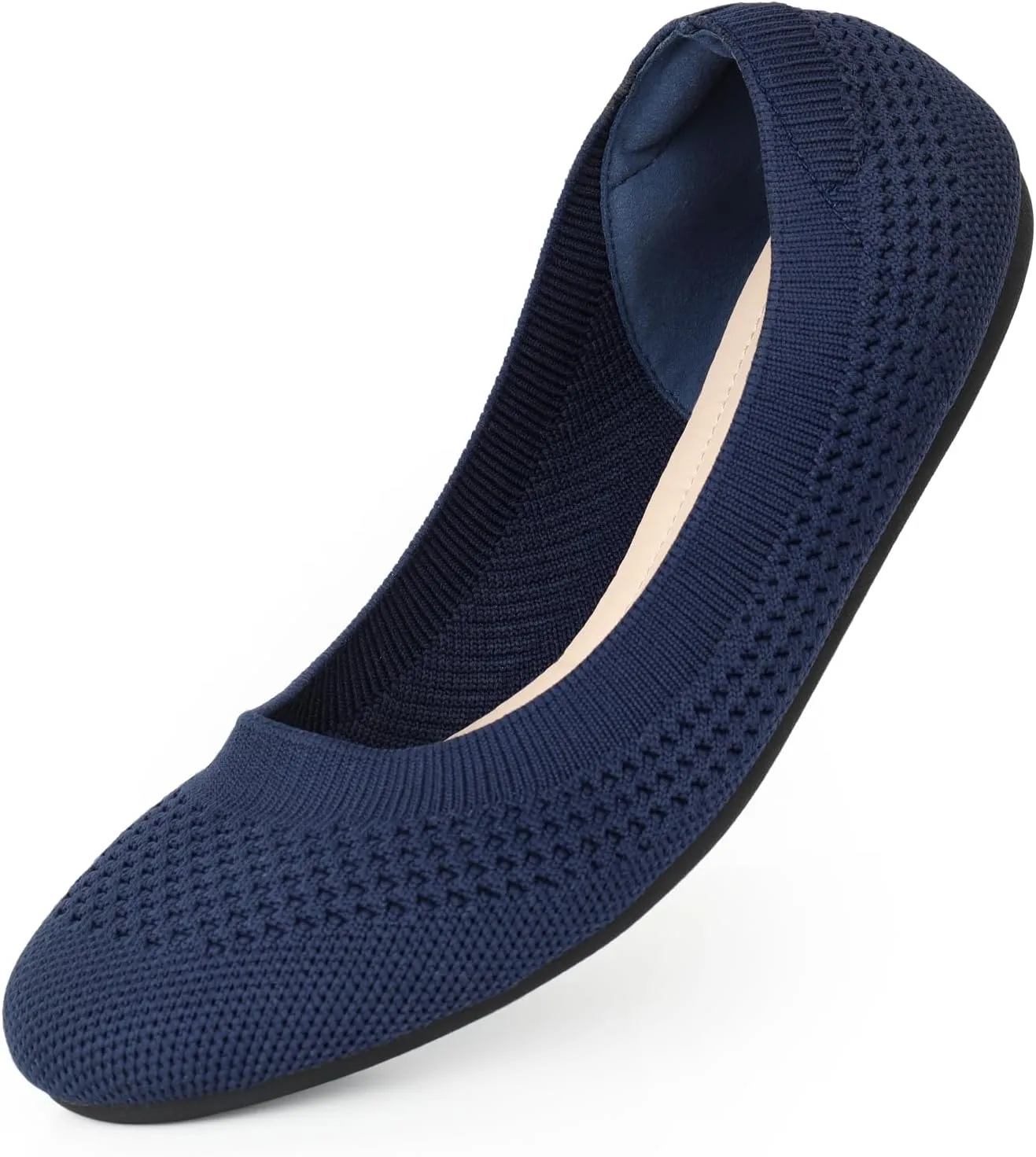 Women's Ballet Flats Shoes Round Toe Slip On Knit Casual Dress Shoes Comfort Ballerina Walking Flats Shoes