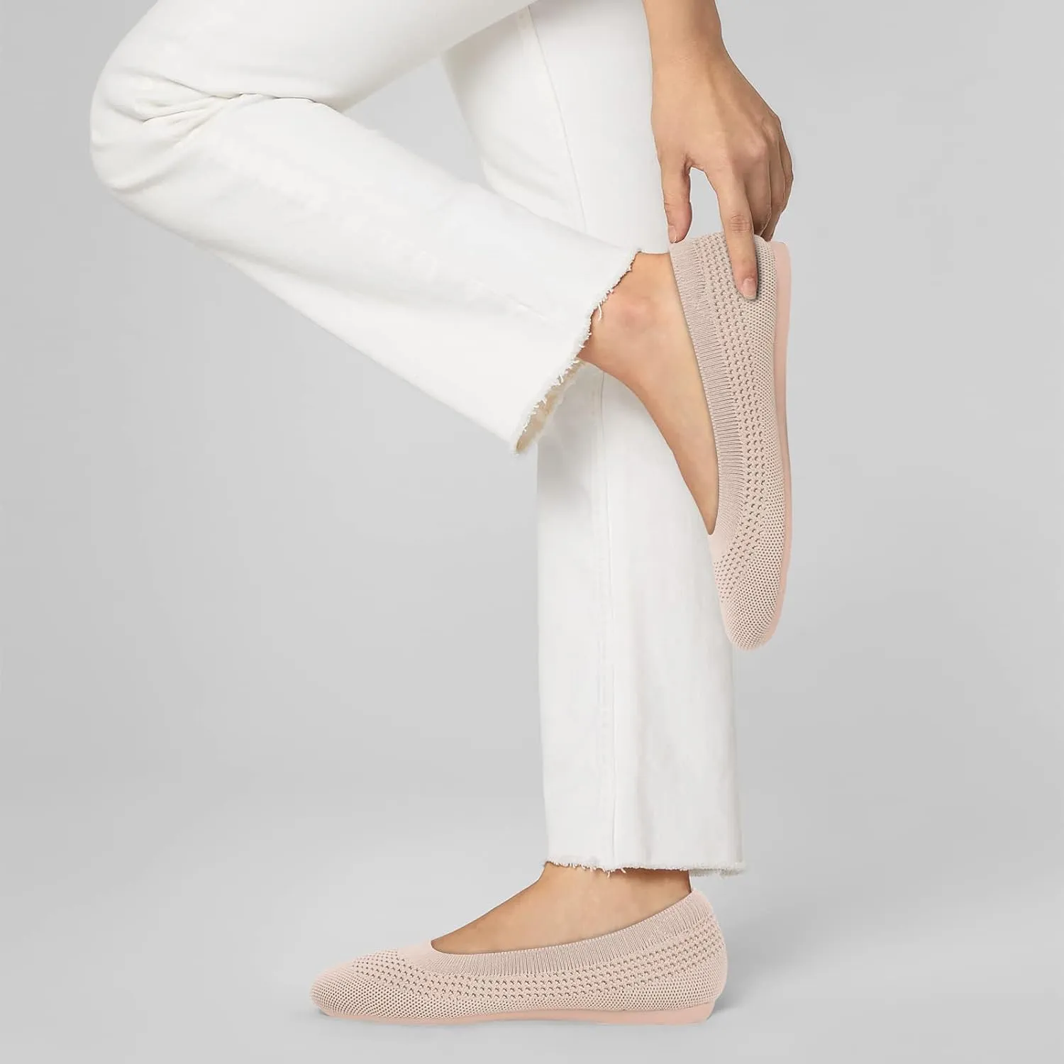 Women's Ballet Flats Shoes Round Toe Slip On Knit Casual Dress Shoes Comfort Ballerina Walking Flats Shoes