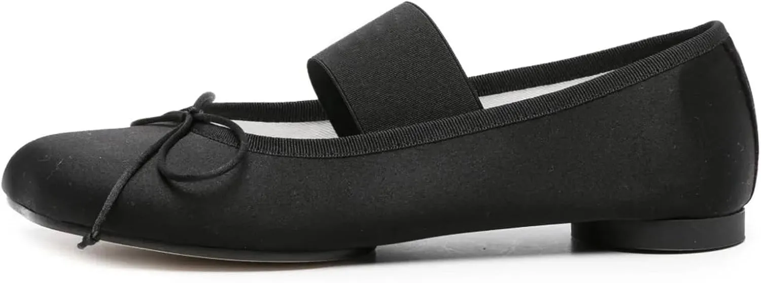 Womens Ballet Flats Square Toe Satin Shoes Wide Width Comfort Casual Work Shoes for Women Office 2025 Spring