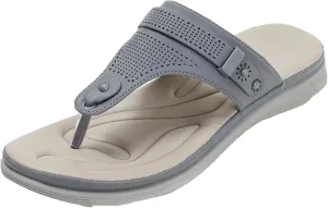 Women's Black Wedge Flip-Flops - Plus Size Summer Beach Casual Slippers