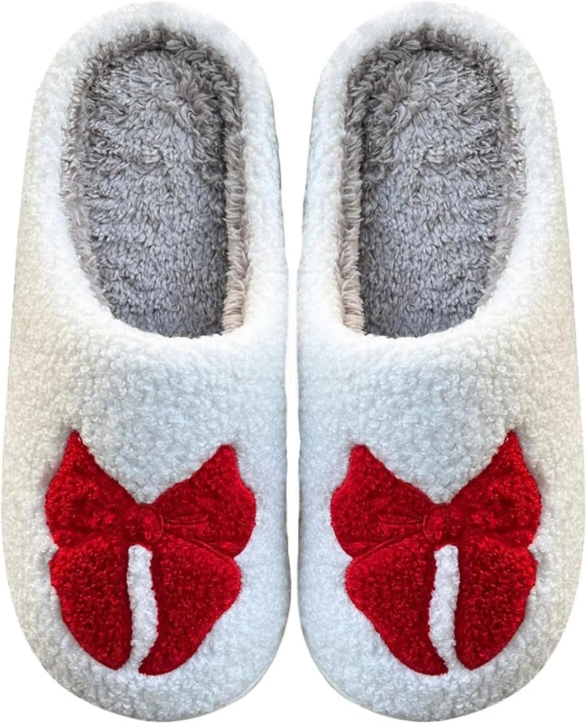 Women's Bow Slippers Fuzzy bowknot slippers Soft Memory Foam Plush Fluffy Warm House Shoes