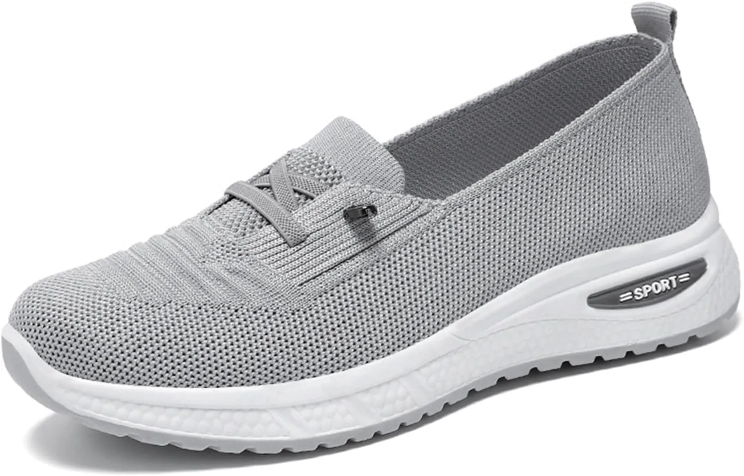 Women's Breathable Knitted Mesh Slip-On Loafers Lace Up Lightweight Orthopedic Low Top Soft Sole Sneakers Platform Non-Slip Outdoor Sport Tennis Shoes