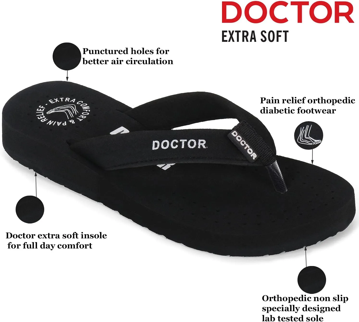 Women's Care Orthopaedic Diabetic Comfortable MCR Flip-Flop Slippers D-16