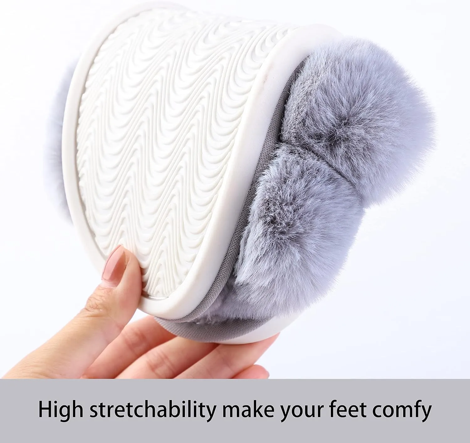 Women's Cross Band fluffy Slippers, Lady Soft Plush Faux Rabbit Fur Furry Cozy Open Toe House Indoor Warm Slippers