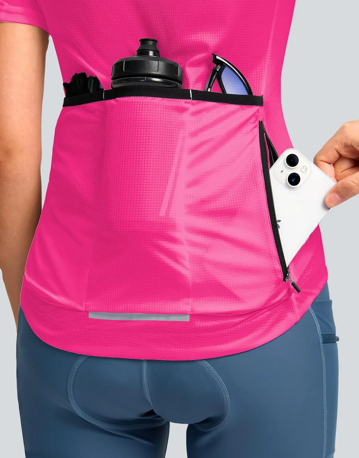 Women's Cycling Jersey Short Sleeve Bike Shirts Full Zipper Bicycle Biking Tops with Pockets Road Mountain Riding