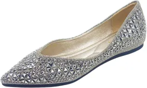 Women's Flats Comfortable Pointed Rhinestone Ballet Flats Soft Memory Foam Insole for Women Sparkle Elegant Dress Shoes