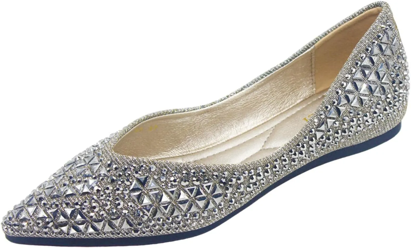 Women's Flats Comfortable Pointed Rhinestone Ballet Flats Soft Memory Foam Insole for Women Sparkle Elegant Dress Shoes