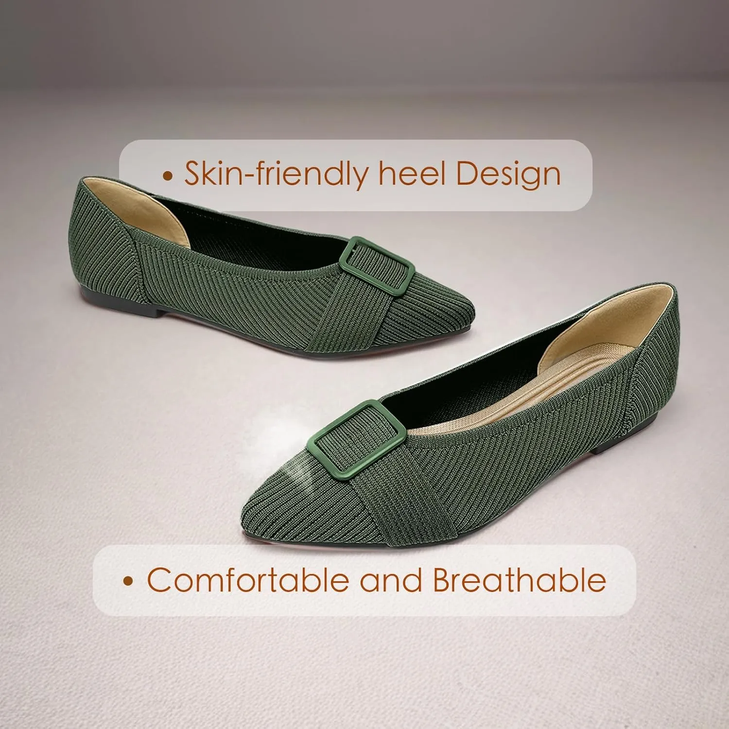 Women's Flats Pointed Toe Knit Ballet Comfortable Casual Dressy Office Shoes Work Flat