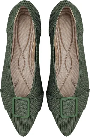 Women's Flats Pointed Toe Knit Ballet Comfortable Casual Dressy Office Shoes Work Flat