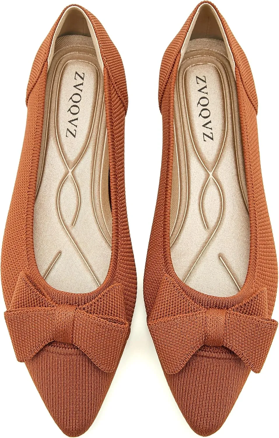 Womens Flats Shoes Pointed Toe Knit Mesh Ballet Flats with Bowknot Comfortable Dressy Washable Flat