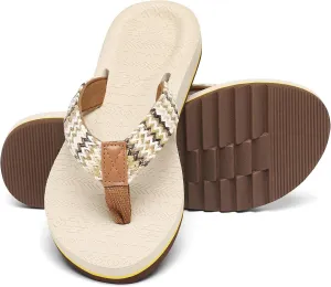 Women's Flip Flops with Arch Support - Yoga Mat Cushion Orthotic Thong Sandals for Plantar Fasciitis, Beach Walking Outdoor