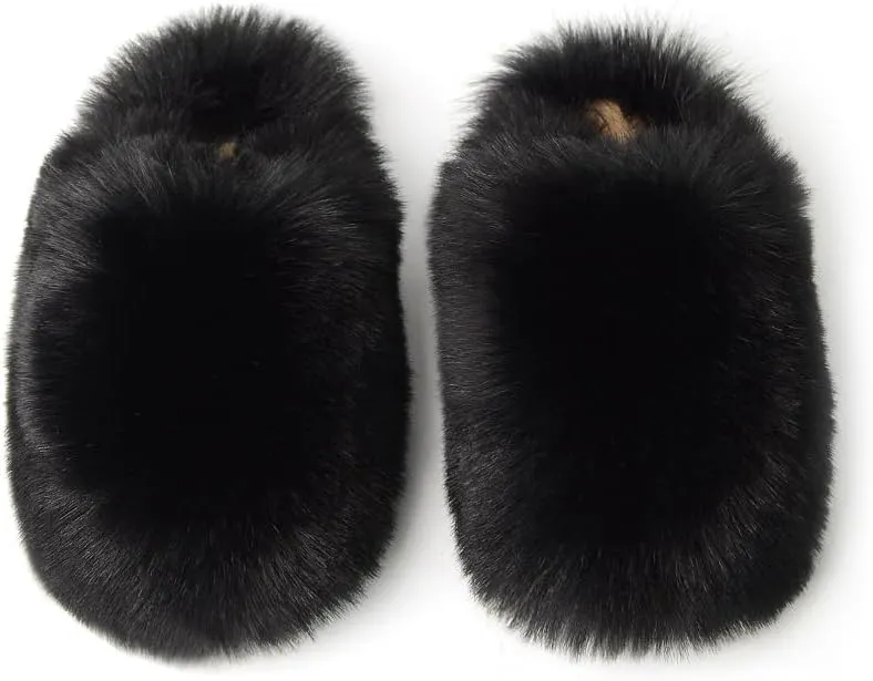 Womens Fluffy Faux Fur Slides Furry Soft Plush House Slippers Shoes Indoor Outdoor Slip On Slipper