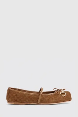 Women's Gucci Horsebit Ballet Flat In Suede