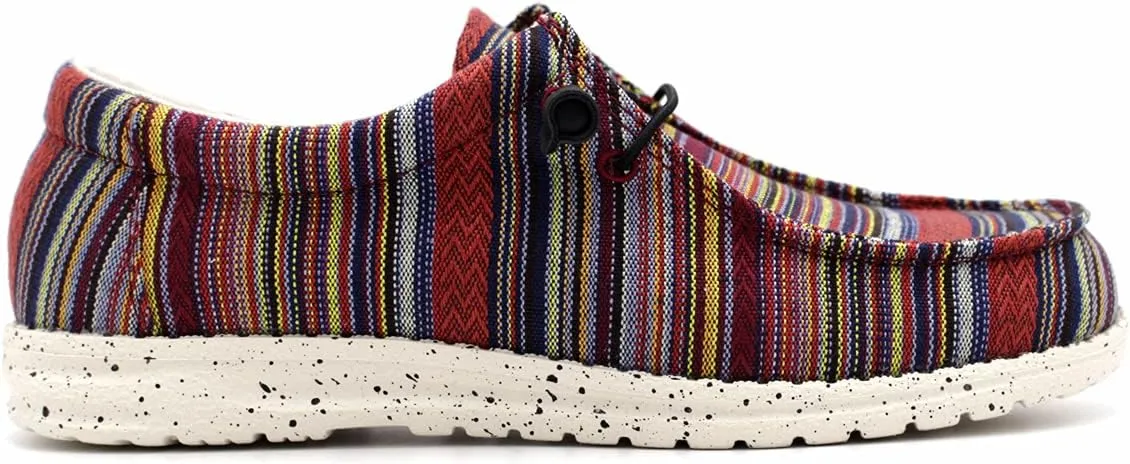 Womens Hola Multicolor Canvas Upper Fashion Slip On Loafers