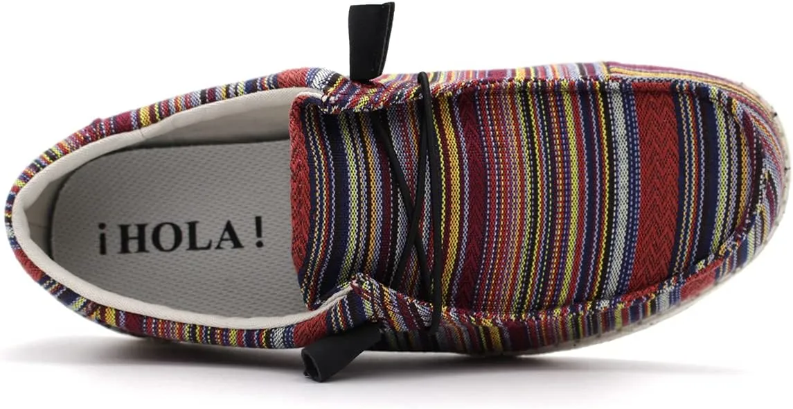 Womens Hola Multicolor Canvas Upper Fashion Slip On Loafers