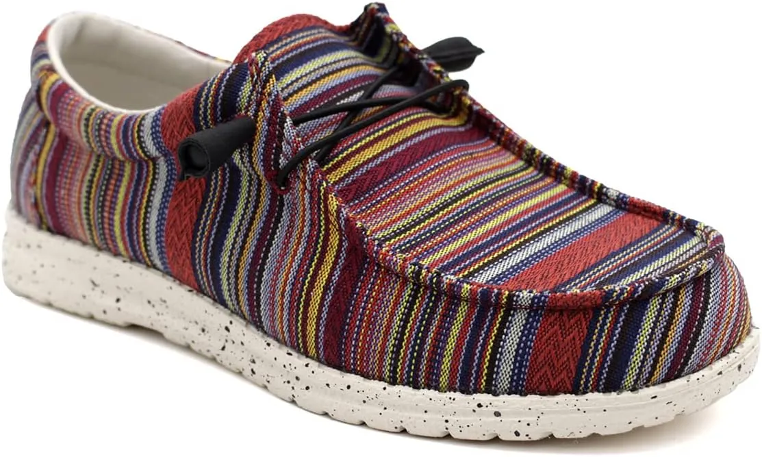 Womens Hola Multicolor Canvas Upper Fashion Slip On Loafers