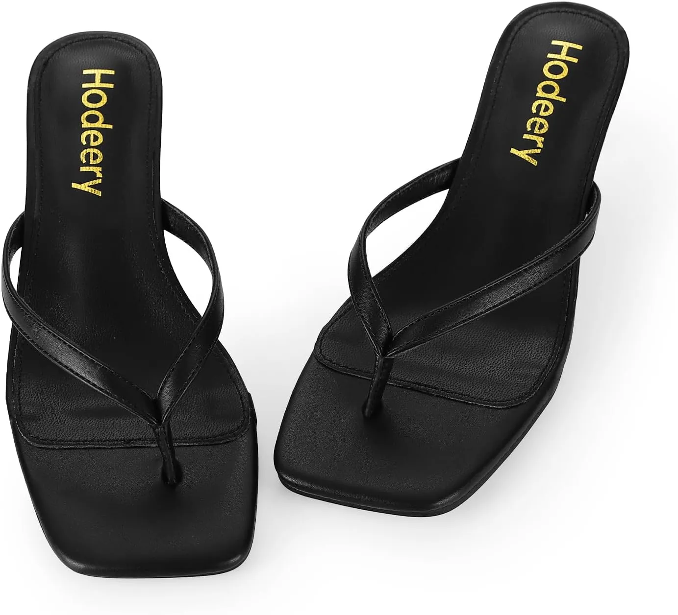 Women's Kitten Heels Thong Sandals Open Square Toe Flip Flop Low Heels 2.5 Inch Slip On Sexy Women Dressy Slide Shoes for Casual
