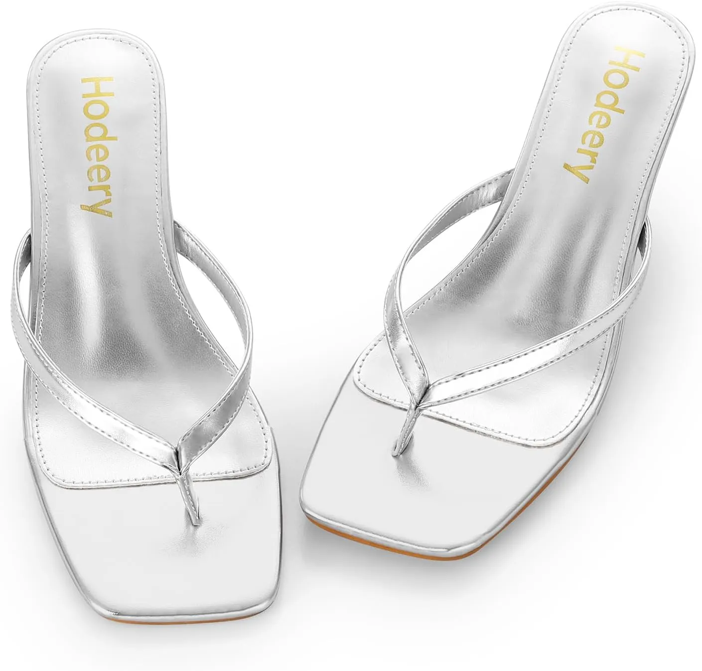 Women's Kitten Heels Thong Sandals Open Square Toe Flip Flop Low Heels 2.5 Inch Slip On Sexy Women Dressy Slide Shoes for Casual