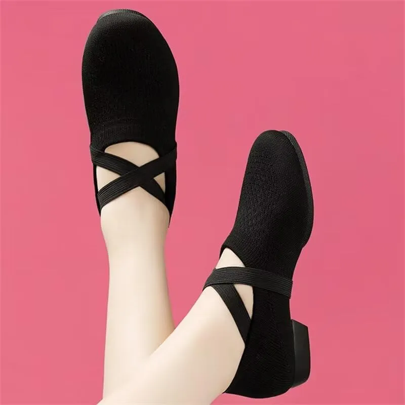 Women's Low Heel Breathable Dance Shoes for Indoor Yoga Ballet Exercise