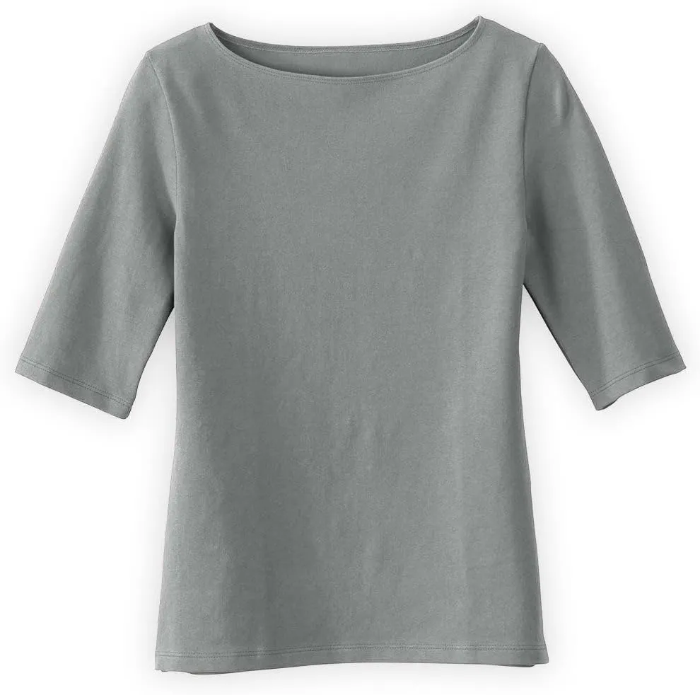 Women's Organic Pima Cotton Half Sleeve Boat Neck Top