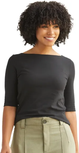 Women's Organic Pima Cotton Half Sleeve Boat Neck Top