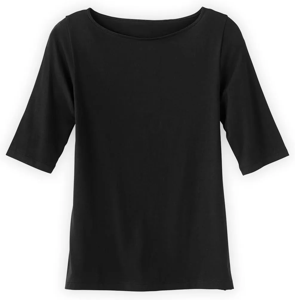 Women's Organic Pima Cotton Half Sleeve Boat Neck Top