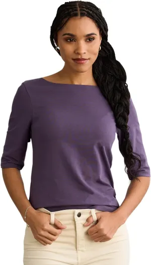 Women's Organic Pima Cotton Half Sleeve Boat Neck Top