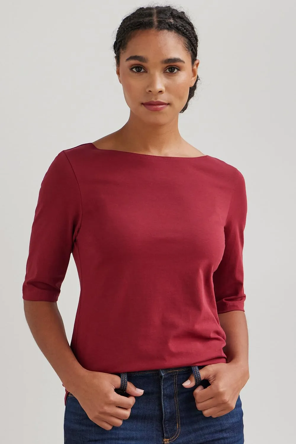 Women's Organic Pima Cotton Half Sleeve Boat Neck Top