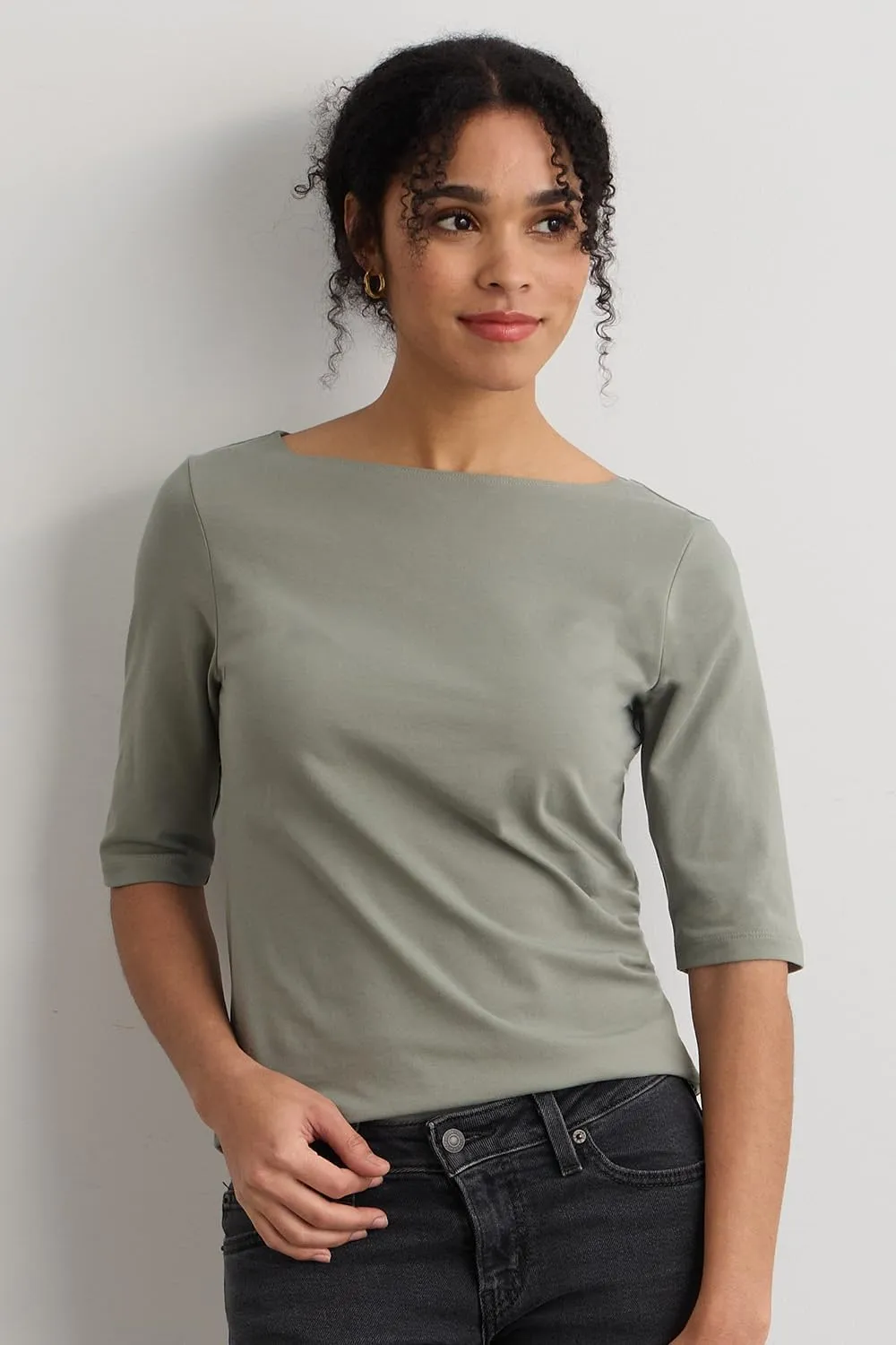 Women's Organic Pima Cotton Half Sleeve Boat Neck Top