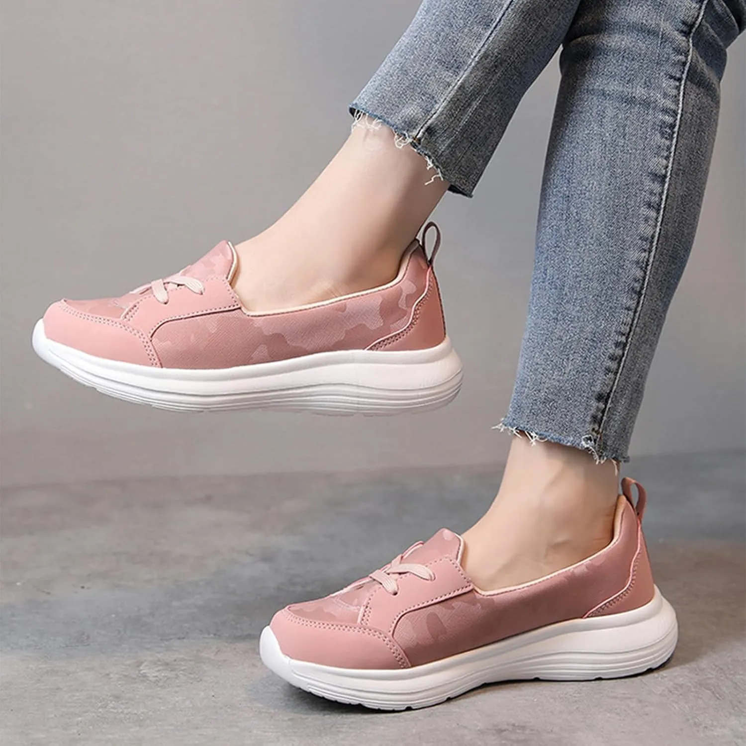 Women's Pattern Print Slip On Walking Shoes Comfortable Casual Arch Support Non-Slip Breathable Soft Sole Low Top Loafers Flats