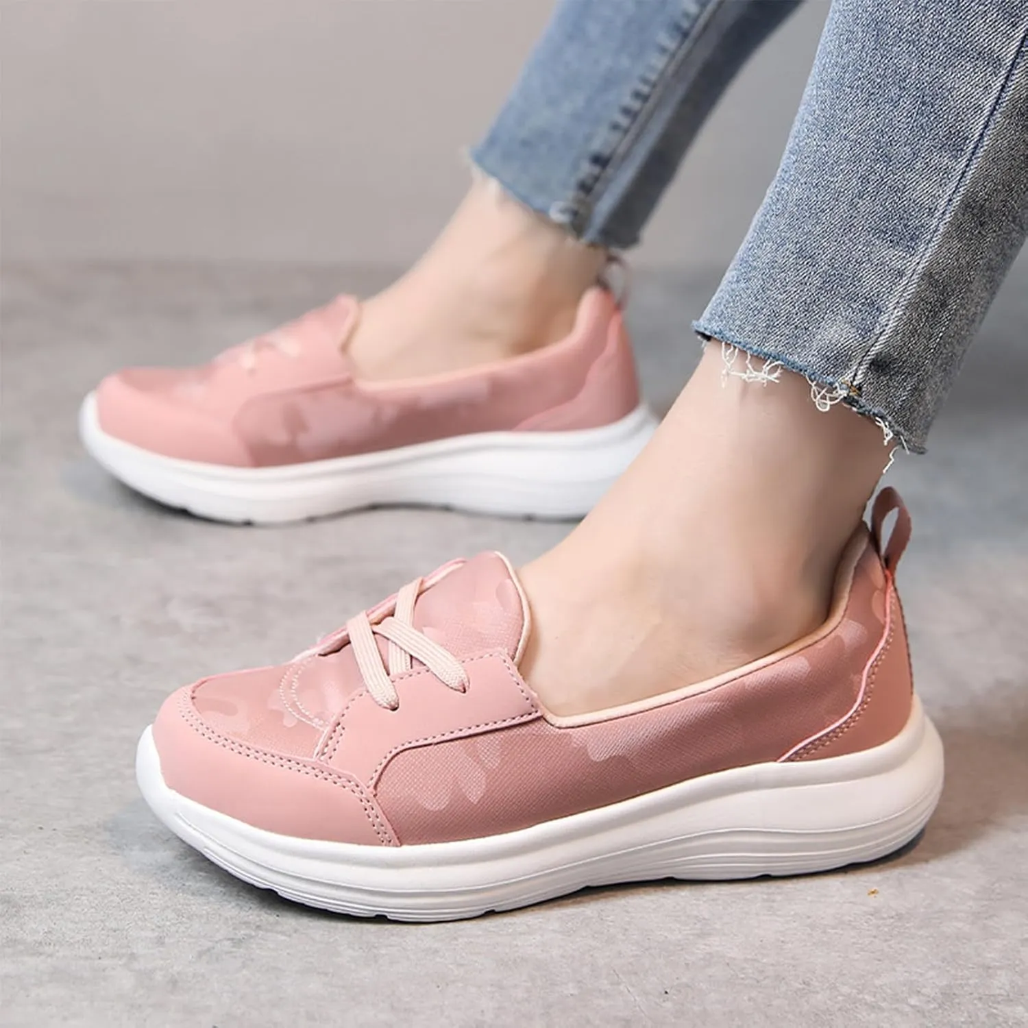 Women's Pattern Print Slip On Walking Shoes Comfortable Casual Arch Support Non-Slip Breathable Soft Sole Low Top Loafers Flats