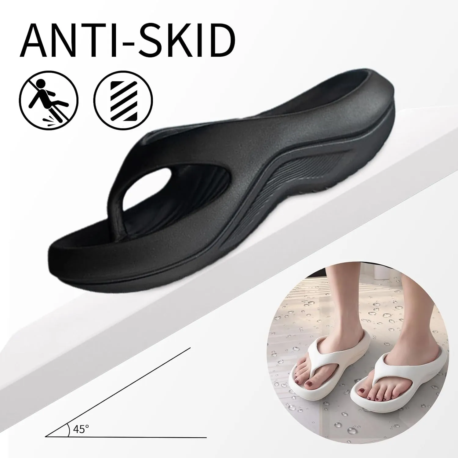 Women's Pillow Arch Support Flip Flops - Cloud Cushioned Platform Slides, Wide Orthopedic Sandals with Shock Absorption for All-Day Comfort