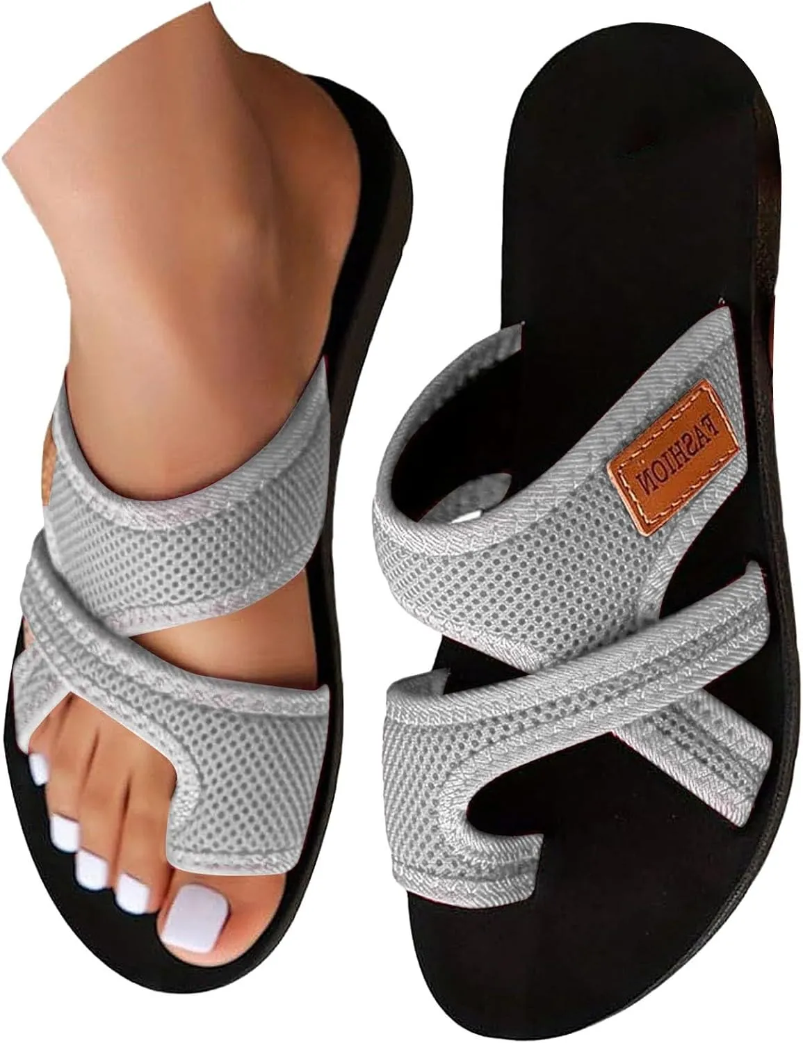 Women's Platform Sandals with Arch Support Comfortable Foam Slides Summer Beach Sandals with Adjustable Buckle