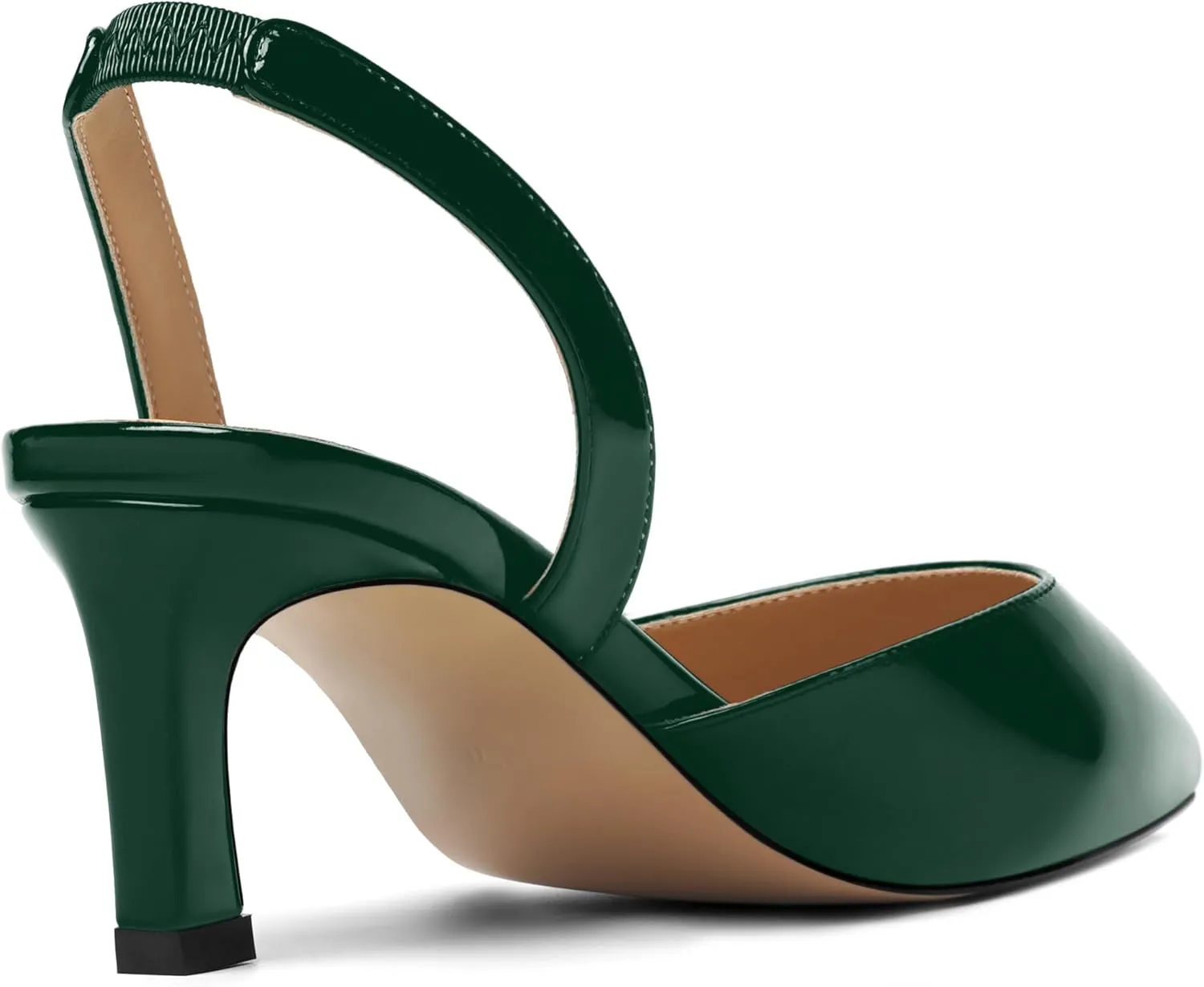 Womens Pointed Toe Slip On Patent Slingback Dating Fashion Spool Low Heel Pumps Shoes 2.2 Inch