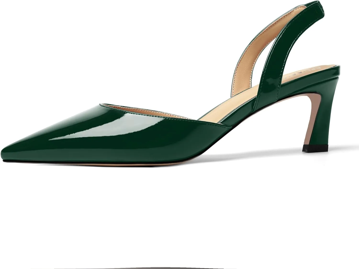 Womens Pointed Toe Slip On Patent Slingback Dating Fashion Spool Low Heel Pumps Shoes 2.2 Inch