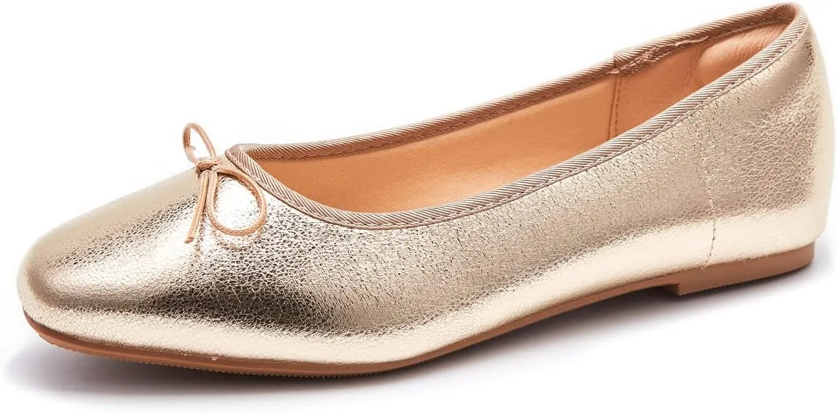 Women's Round Toe Ballet Flats Comfortable Bow Dressy Flats Shoes for Women