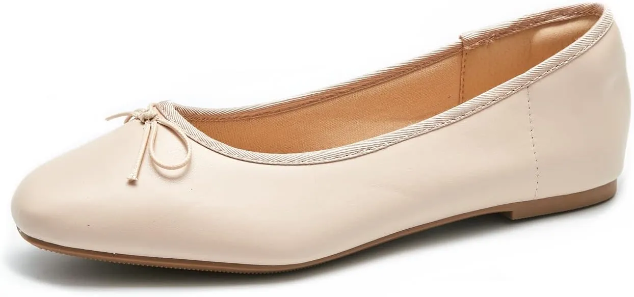 Women's Round Toe Ballet Flats Comfortable Bow Dressy Flats Shoes for Women