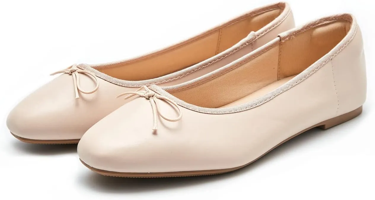 Women's Round Toe Ballet Flats Comfortable Bow Dressy Flats Shoes for Women
