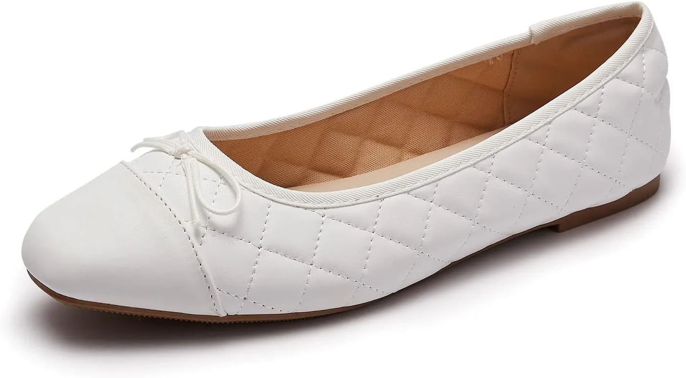 Women's Round Toe Ballet Flats Comfortable Bow Dressy Flats Shoes for Women