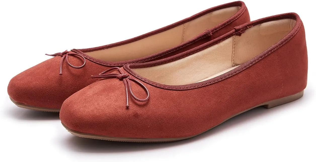 Women's Round Toe Ballet Flats Comfortable Bow Dressy Flats Shoes for Women