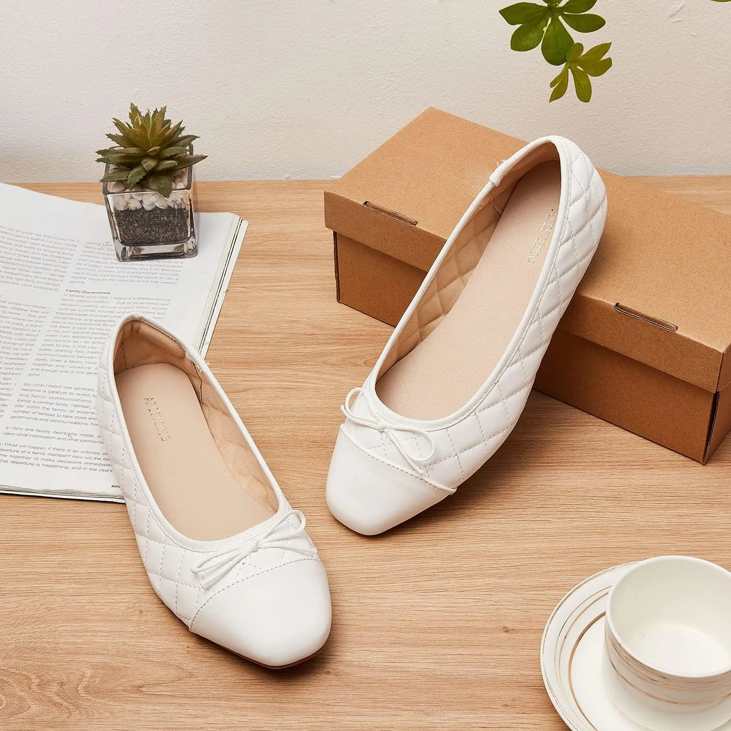 Women's Round Toe Ballet Flats Comfortable Bow Dressy Flats Shoes for Women