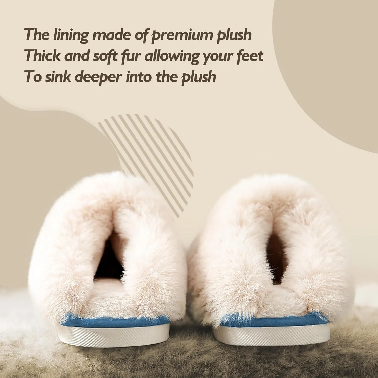 Womens Slippers Memory Foam Fluffy Fur Soft Slippers Warm House Shoes Indoor Outdoor Winter