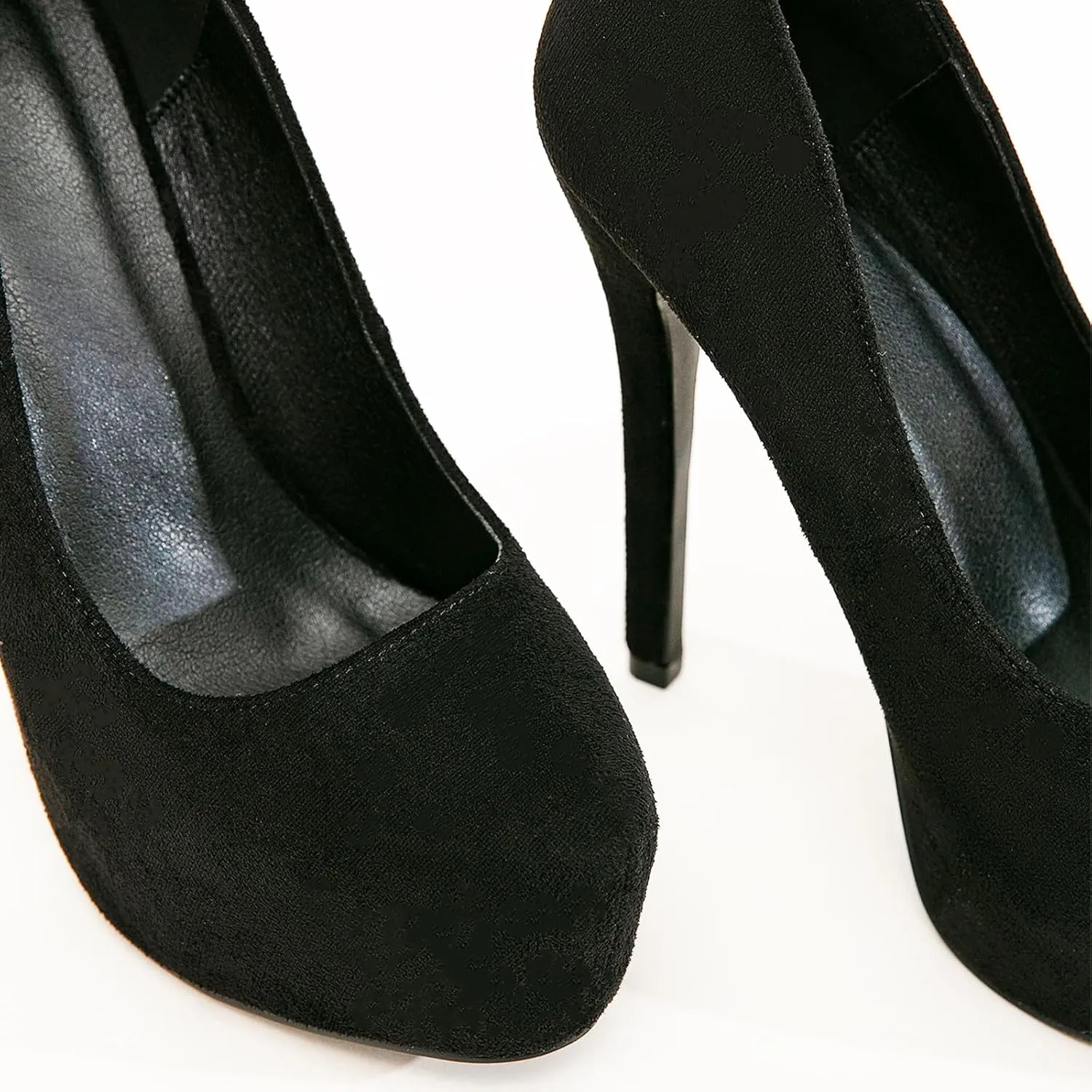 Women's Suede Stiletto Round Toe Platform Sexy Party Pumps Slip On Fashion 5.43 in Slip On Super High Heel Prom Wedding Dress Shoes