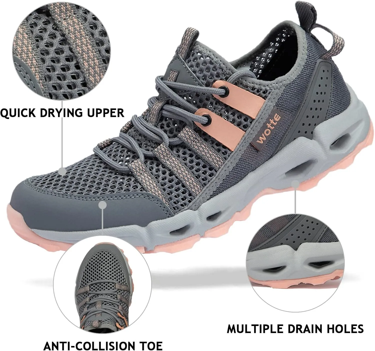 Womens Water Hiking Shoes Light Travel Quick Dry Mesh Outdoor Non-Slip Sneakers Aqua Shoes
