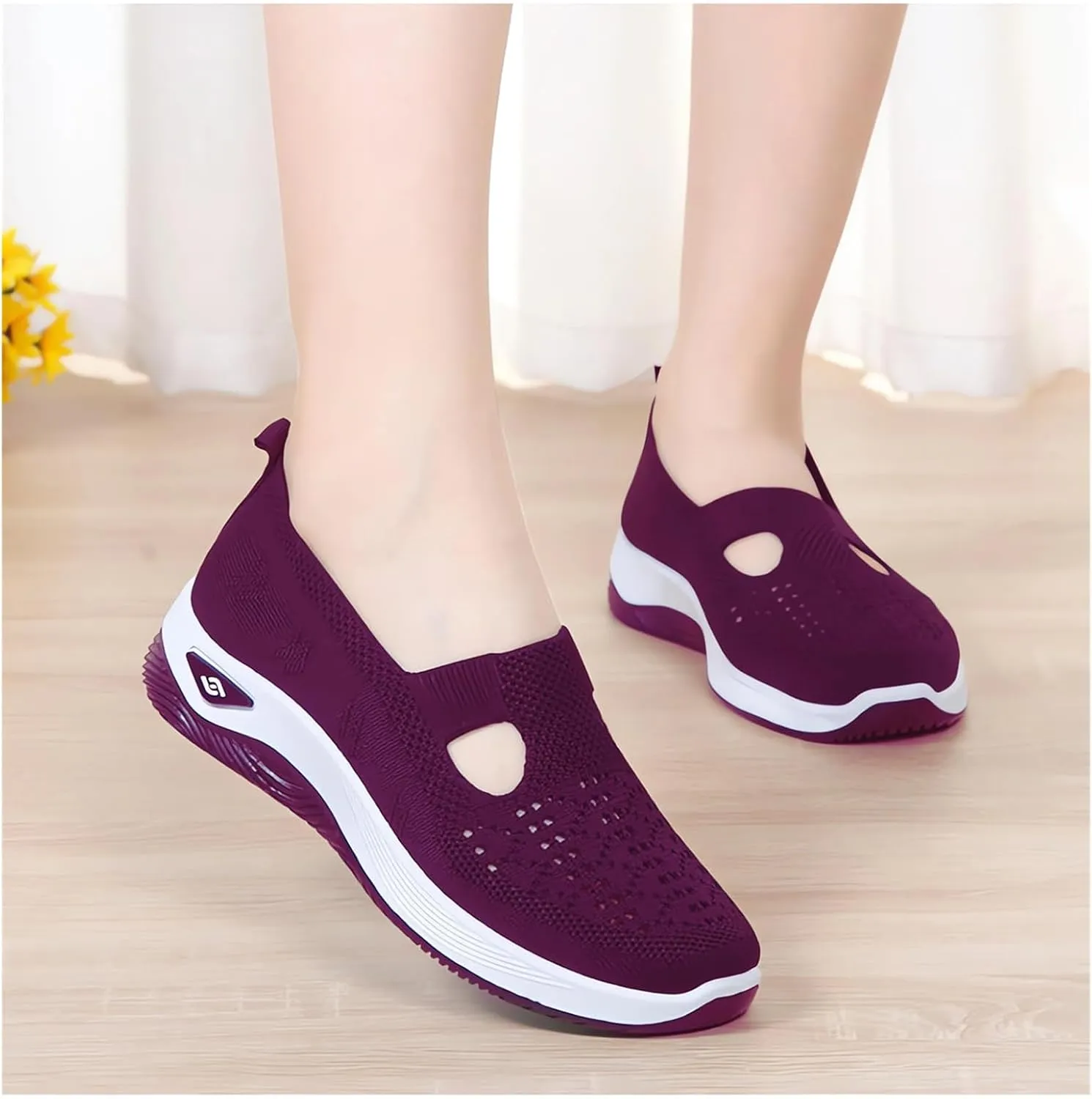 Women's Woven Orthopedic Breathable Soft Shoes Go Walking Slip on Diabetic Foam Shoes Sneakers,Women's Woven Breathable Soft Sole Shoes Sneakers