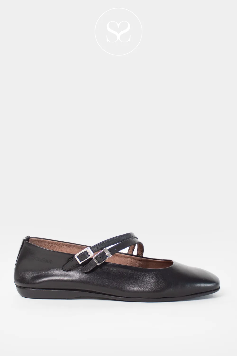 WONDERS A-86110 BLACK LEATHER MARYJANE PUMPS