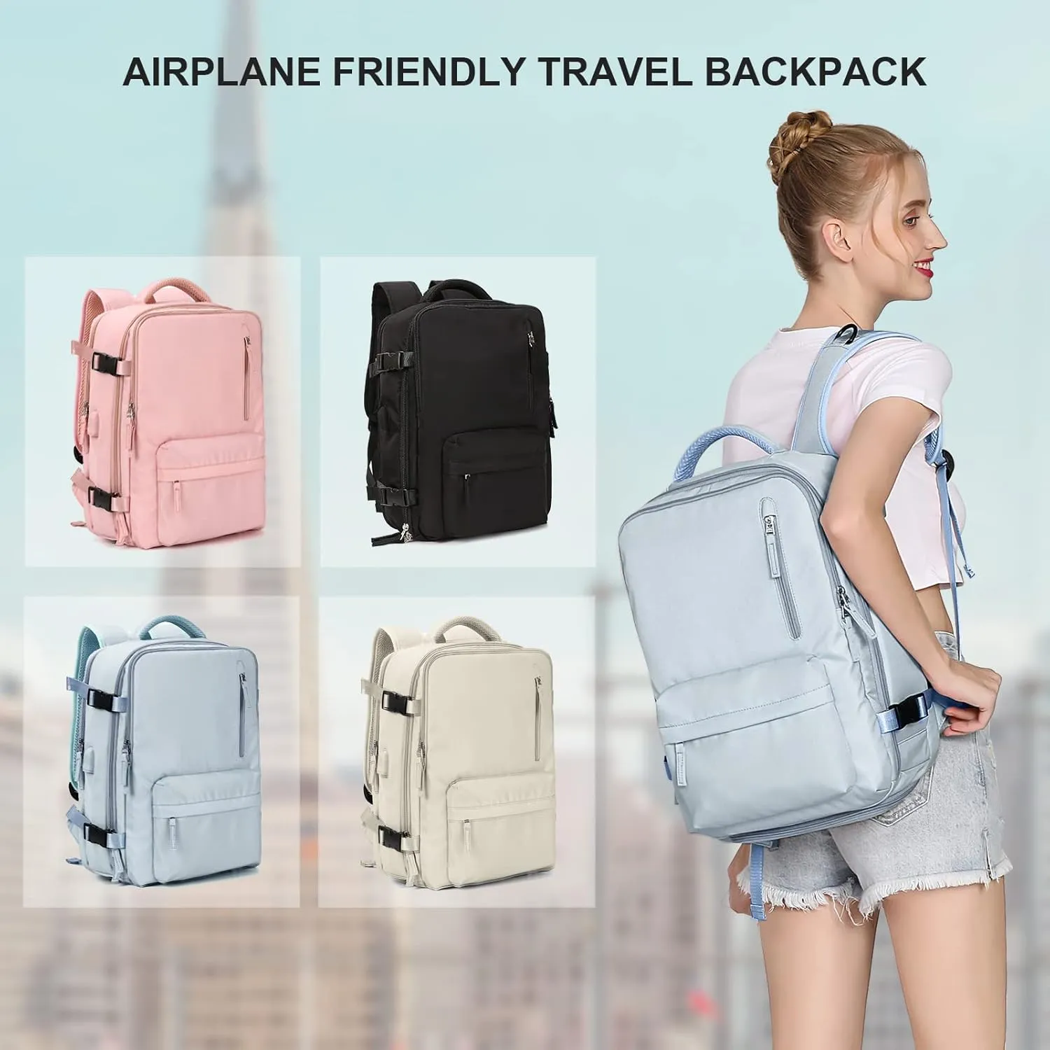 WONHOX Large Travel Backpack Carry on Flight Approved Laptop Work Business Backpack for Women Men Mochila de Viaje