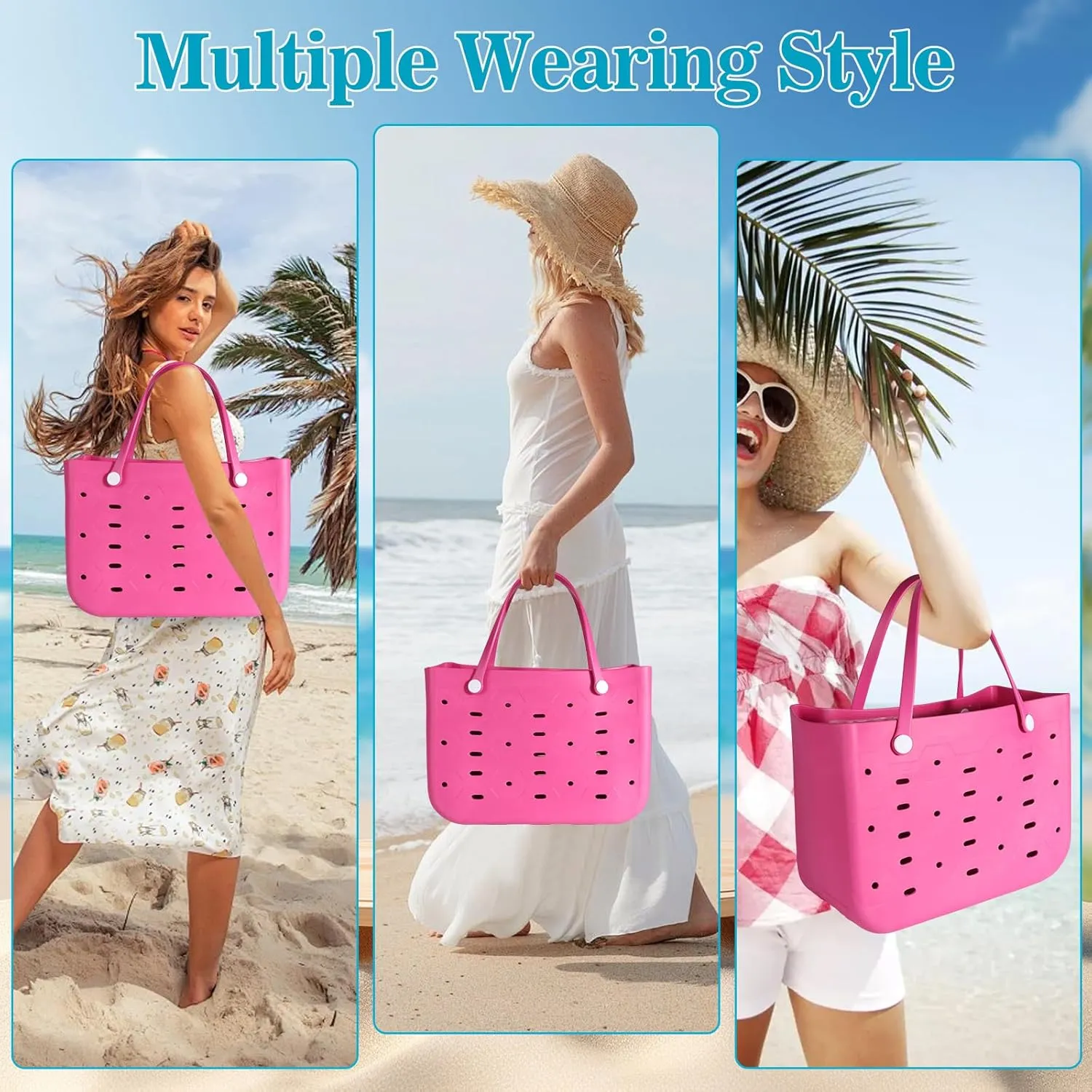 X-Large Rubber Beach Tote for Men & Women, Large Capacity Travel Bag for Boat & Pool