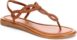 XAPPEAL Akia - Women's Braided Ankle Strap Gladiator Thong Flip Flop Sandals